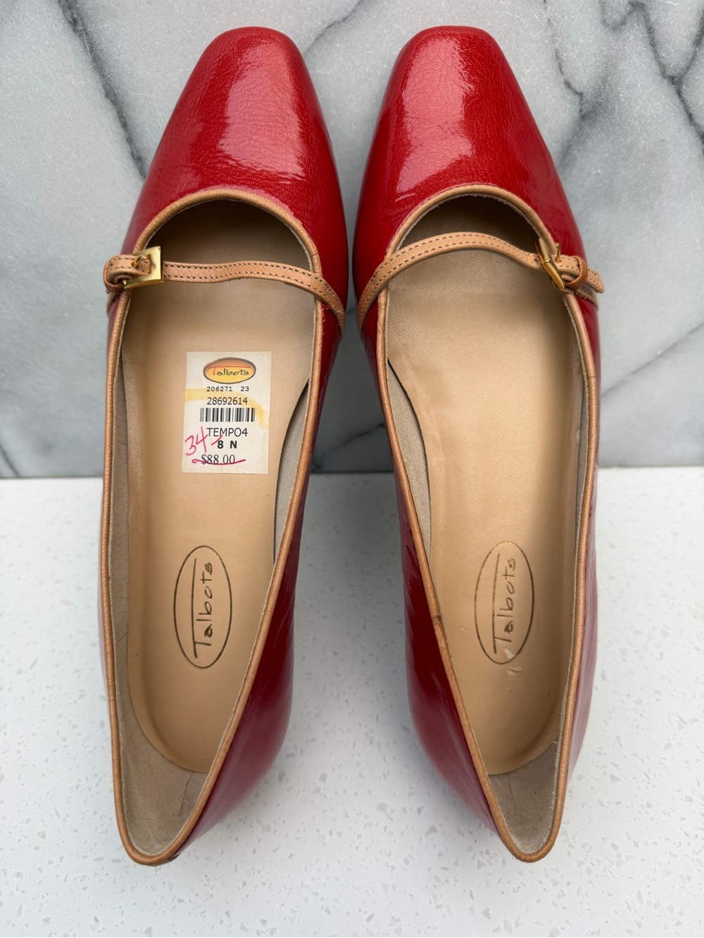 Talbots Women’s Red Patent Leather Mary Jane Flats size 8N - Balletcore